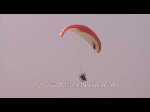 Sukhcharan Brar paragliding at Kila Raipur Rural Olympics