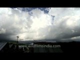 Foamy clouds moving over the valleys of Ziro