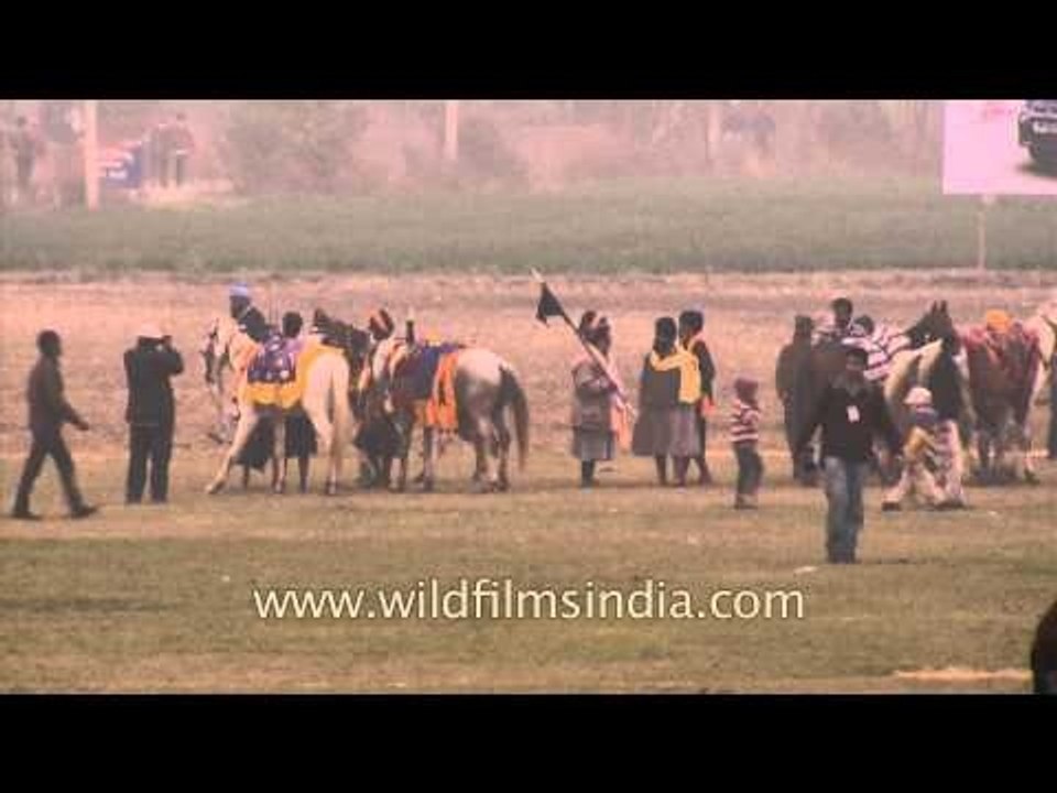 Nihang Sikh warriors ready to perform at Kila Raipur Sports Festival