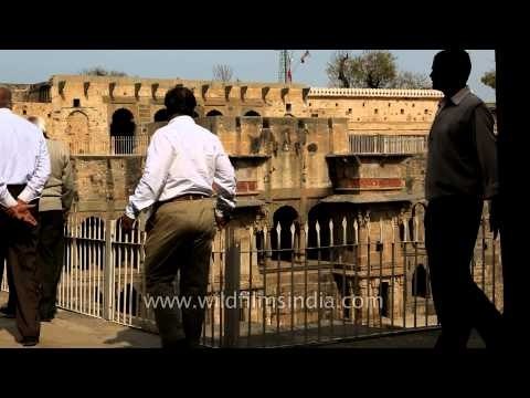 Visitors at the ancient Chand Baori, Abhaneri