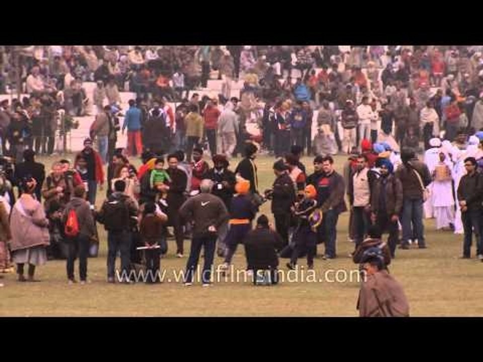 Nihang Sikh performing Gatka the Punjabi Martial Art at Kila Raipur