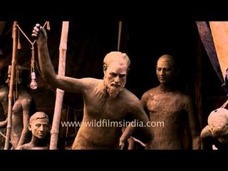 Life size clay idols at Kumortuli, West Bengal
