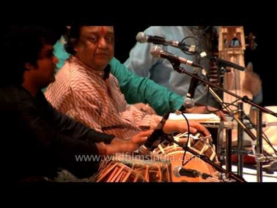 Renowned Kathak dancer Pt. Jaikishan Maharaj giving the rhythm