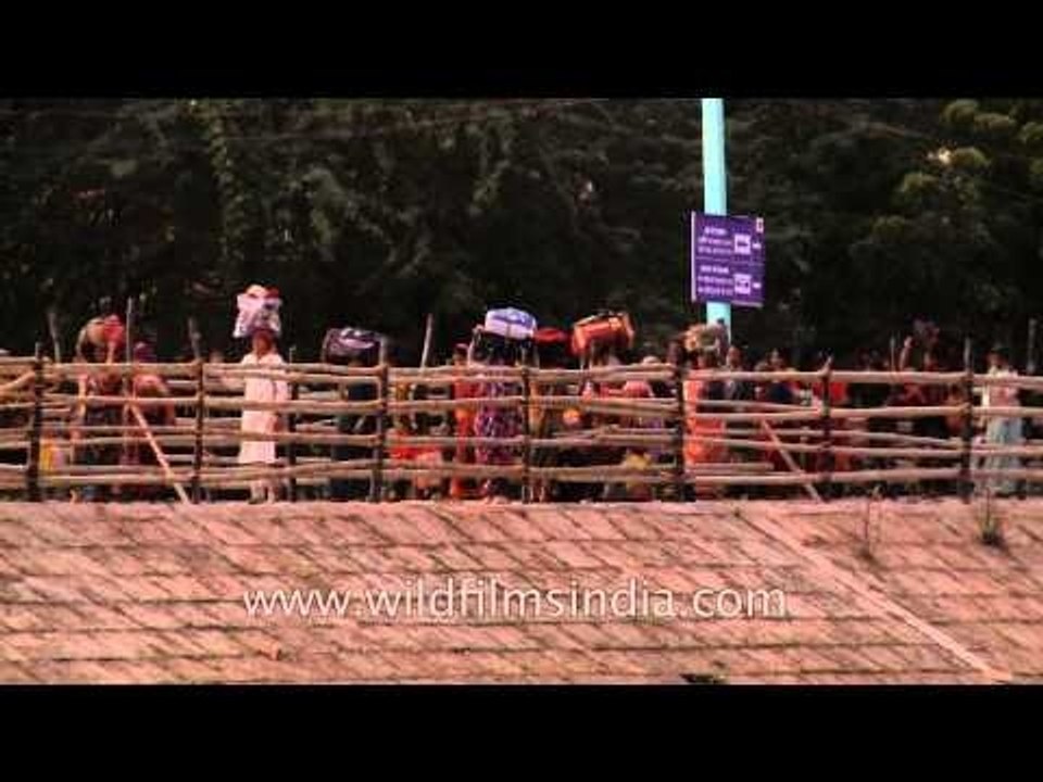 Pilgrims entering at Gangasagar mela