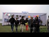 Displaying unique kites at International delhi kite festival