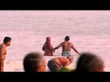 Indian Hindu Pilgrims take the holy dip at Gangasagar Island