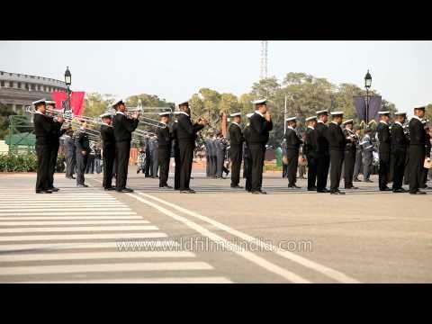 Indian Navy band rehearsing for the Beating Retreat ceremony