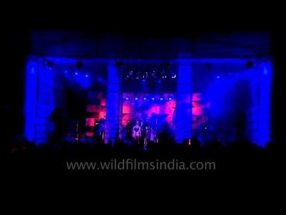 The Vinyl Records band giving CDs to fans at the concert