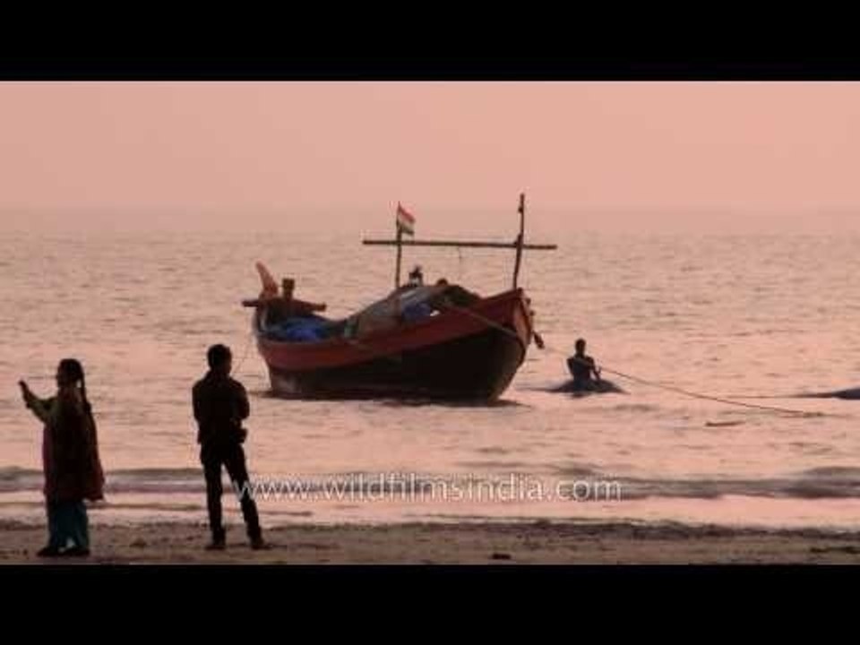 Fishing boats at Frazerganj on the Bay of Bengal