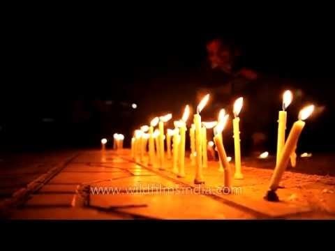 Candles being lit at a protest by Indian gay rights activists