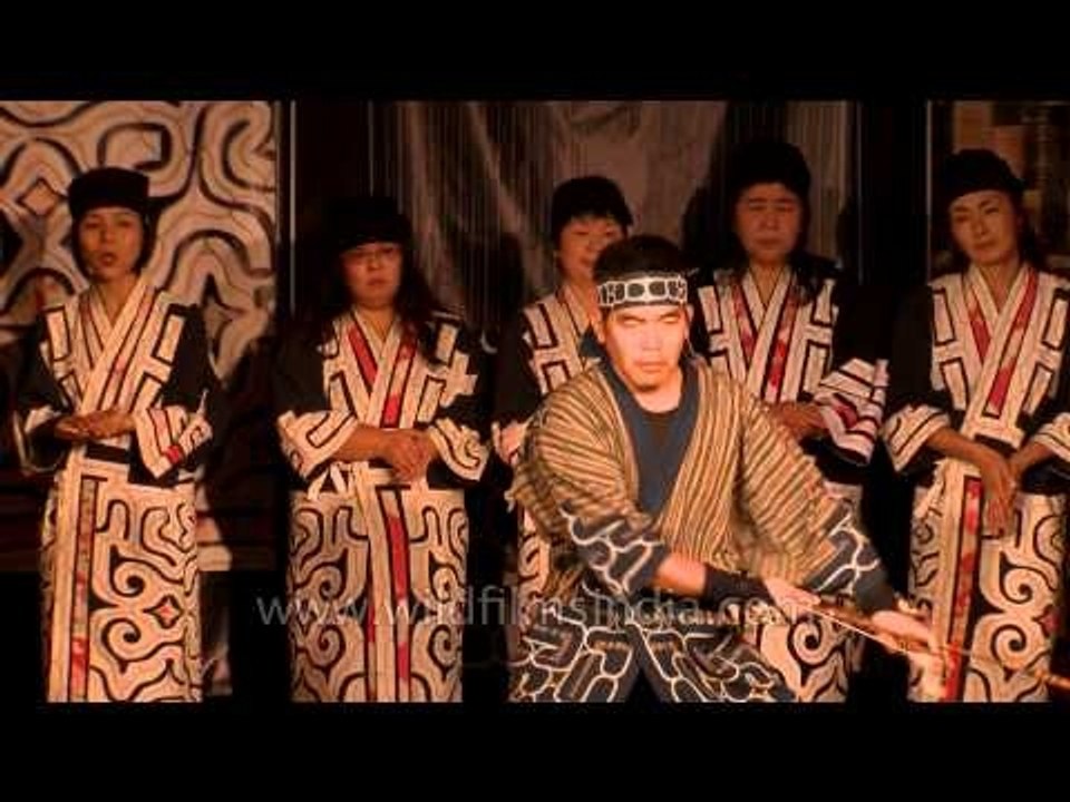 Traditional Ainu dance India tour performance - Ku Rimse (Bow Dance)