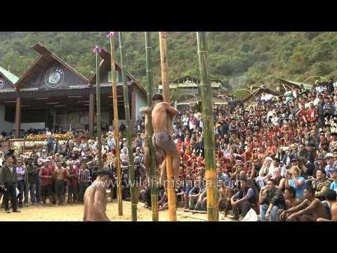 Audience enjoying the greased pole climbing competition in Nagaland