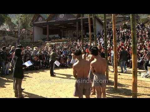Reaching the top,greased pole climbing in Nagaland
