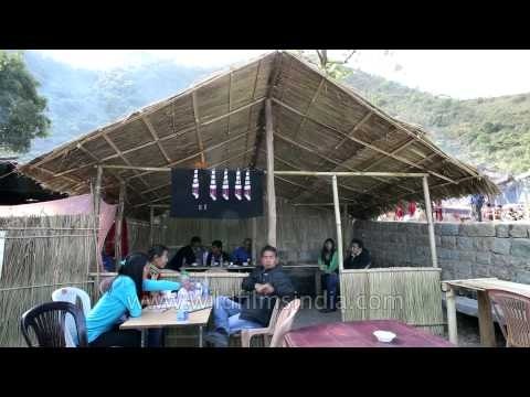 Naga youths enjoying at Naga Heritage village