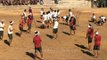 Hopscotch and top spinning traditional game diplayed by Kuki tribe