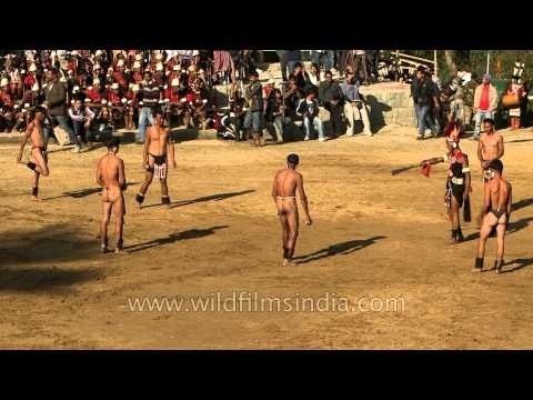 Traditional game of the Yimchunger tribe displayed at Naga Heritage
