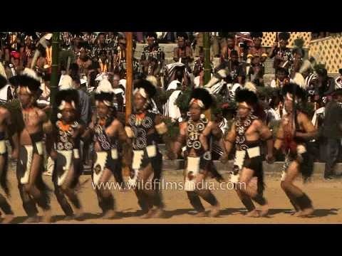Khiamniungan cultural troupe performing at Naga Heritage village