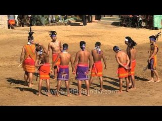 Garo tribesmen performing an indigenous game in Nagaland