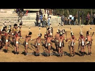Warrior dance by Phom tribesmen in Nagaland