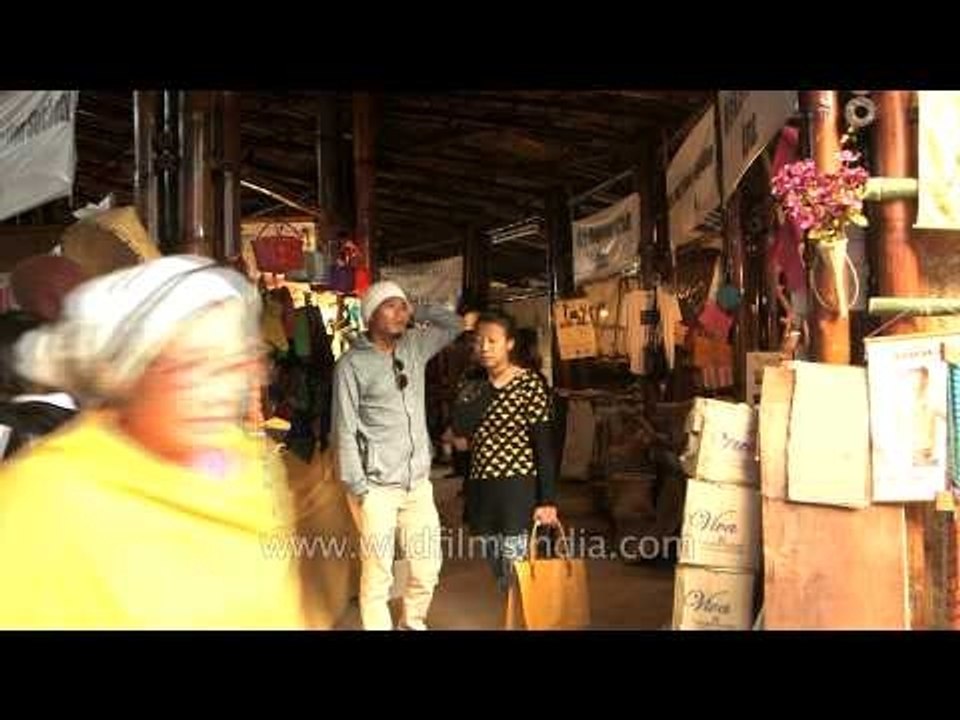 Stalls displaying local items during Hornbill Fest