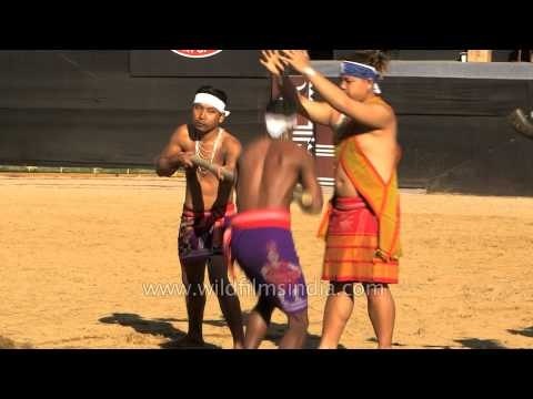 Demonstrating the indigenous game of Garo tribe