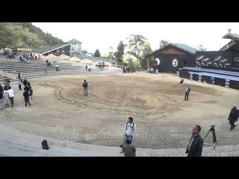 Visitors of Hornbill Festival at main arena, Kisama village