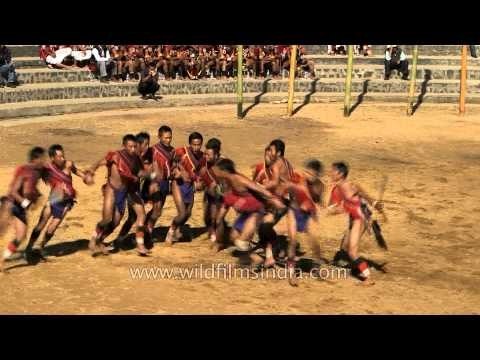 Lotha youths in action at Naga Heritage village