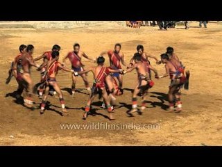 Leg touching game an indigenous game demonstrate by the Lotha Naga