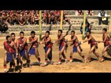 Follow-the-leader tribal performance by Lotha youth at Hornbill Fest