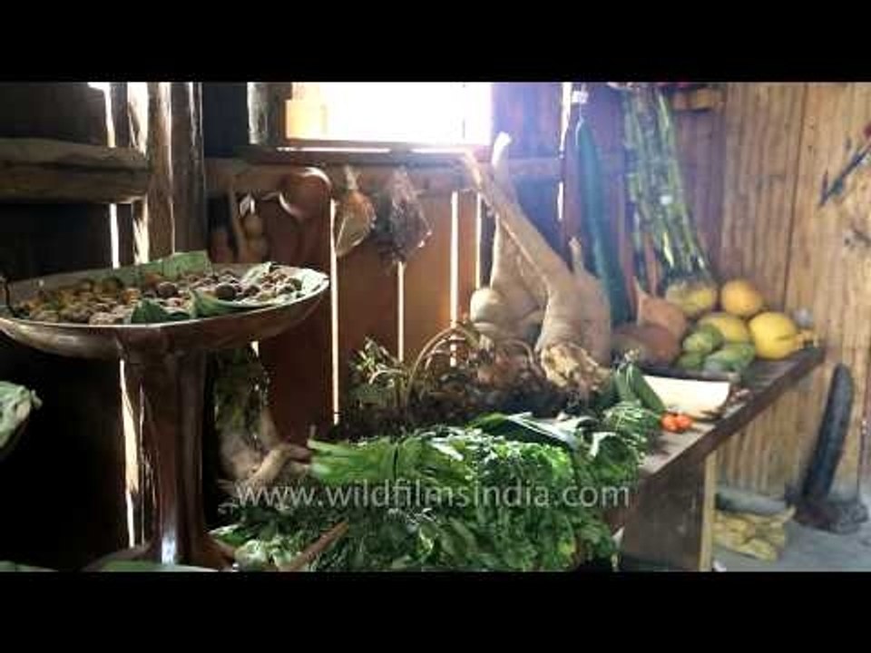 Angami food items displayed at their morung
