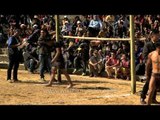Naga's playing the game of meat-kicking at Hornbill festival