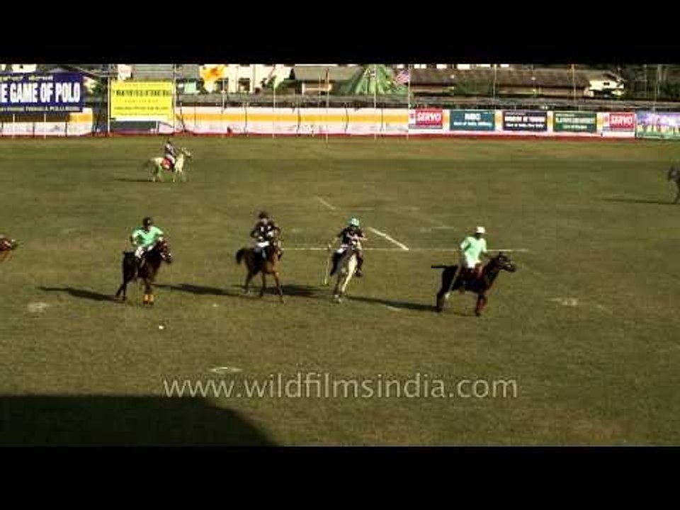 Polo players strikes the ball in Mapal Kangjeibung ground in Manipur
