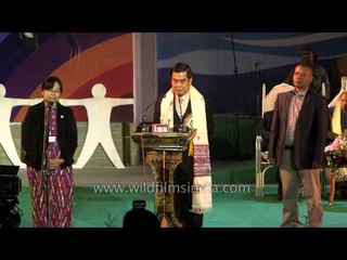 His Excellency U Thar Aye delivers speech at Sangai Festival'13