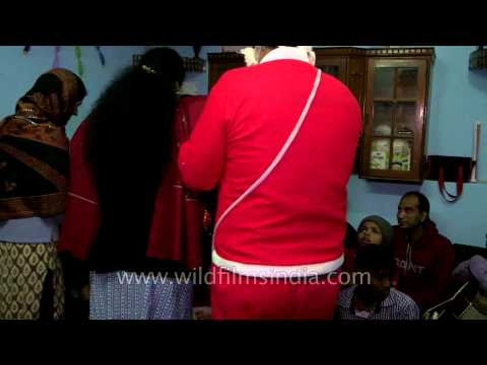 Cake distribution during Christmas