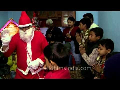 Santa praying for the poor children