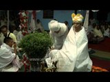 Manipuri groom waiting for bride at the courtyard