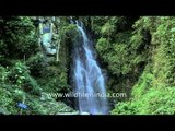 Water splashing on rocks at Leimaram Fall