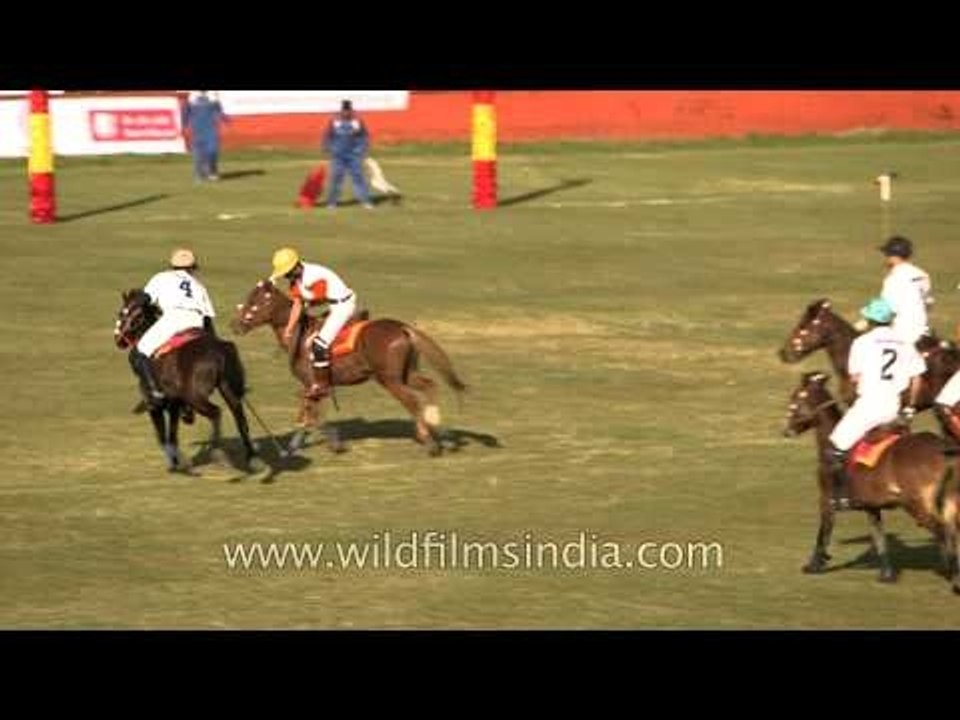 Hitting the ball for a score, Polo match - at Imphal