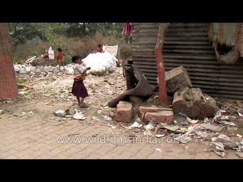 Dirty shelters of Delhi rag pickers