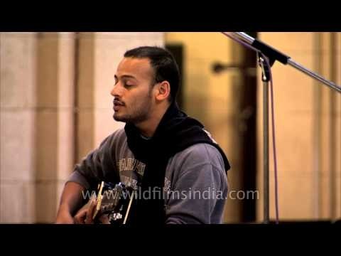 Singer-songwriter Calvin Chiramel performing at Delhi Ao church