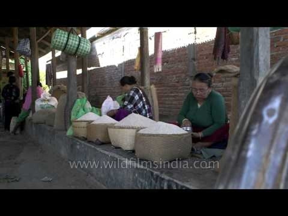 Women selling rice in Moirang Market, Manipur