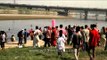 Thousand of people gathered near the Yamuna river for Ganesh Visarjan