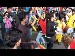 Participants of LGBT dancing to the beats of drum