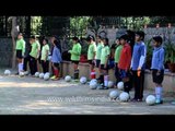 Enthusiastic students of The Shri Ram School learning football