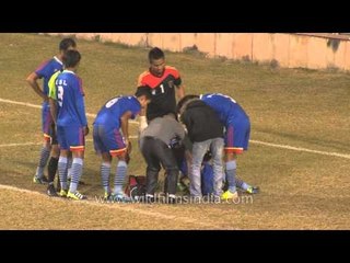 First aid for injured player in the Final Match of Tamchon Trophy