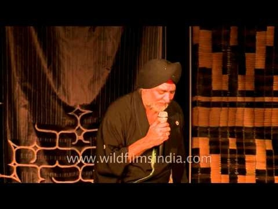 Indian singer singing at traditional Japanese Ainu dance tour in New Delhi