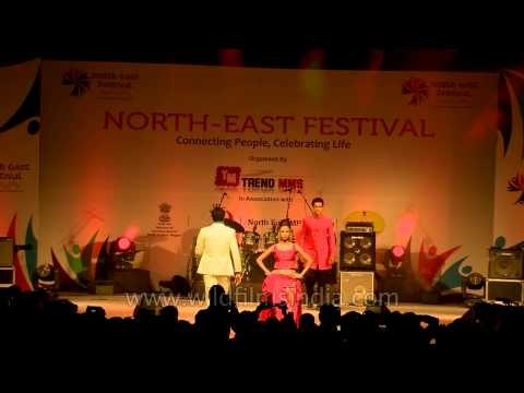 Models walking ramp at fashion carnival: North East Fest