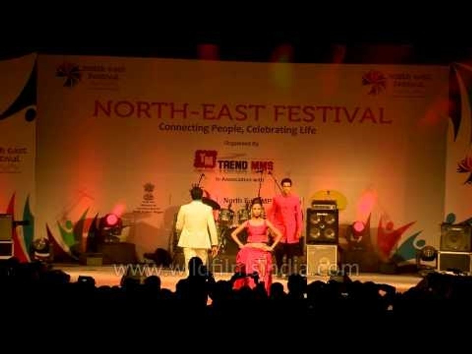 Models walking ramp at fashion carnival: North East Fest
