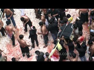 Everyone taking blessings of Taziya at Panja Sharif