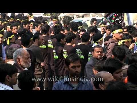 Shia Muslims gathering to participate in the Tazia procession